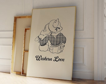 Vintage Western Love Poster: Cowboy Art Print (Digital Download)