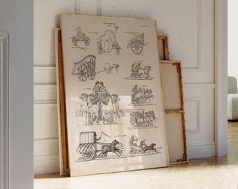 Carriage Drawing Print, Horse Sketch Art, Horse Wall Art, Vintage Ink Drawing, Antique Home Decor, Printable Wall Art, Digital Download