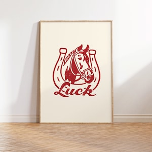 Lucky You Print, Horseshoe Art Print, Horseshoe Wall Art, Trendy Retro Wall Art, Cowboy Art, Funky Western Home Decor, Printable Wall Art