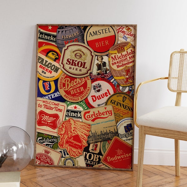 Arten von Vintage Biermarken Poster, Retro Brauerei Kunstdruck, Bier Wandkunst, Bar Dekor, Pub Wandkunst, druckbare Bier Kunst