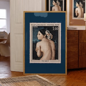 Impresión de Jean Auguste Dominique Ingres, retrato de mujer vintage, impresión artística neoclásica, decoración de pared con un toque melancólico, descarga instantánea