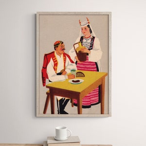 Slavic Folk Art Print, Folk Inspired Art, Slavic Nursery, Traditional Costume Poster, Ethnic Home Decor, Printable Wall Art