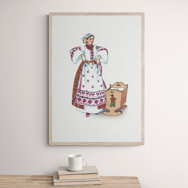 Ukraine Folk Art Print, Folk Inspired Art, Traditional Costume Poster, Ukrainian Folklore, Cultural Home Decor, Printable Wall Art