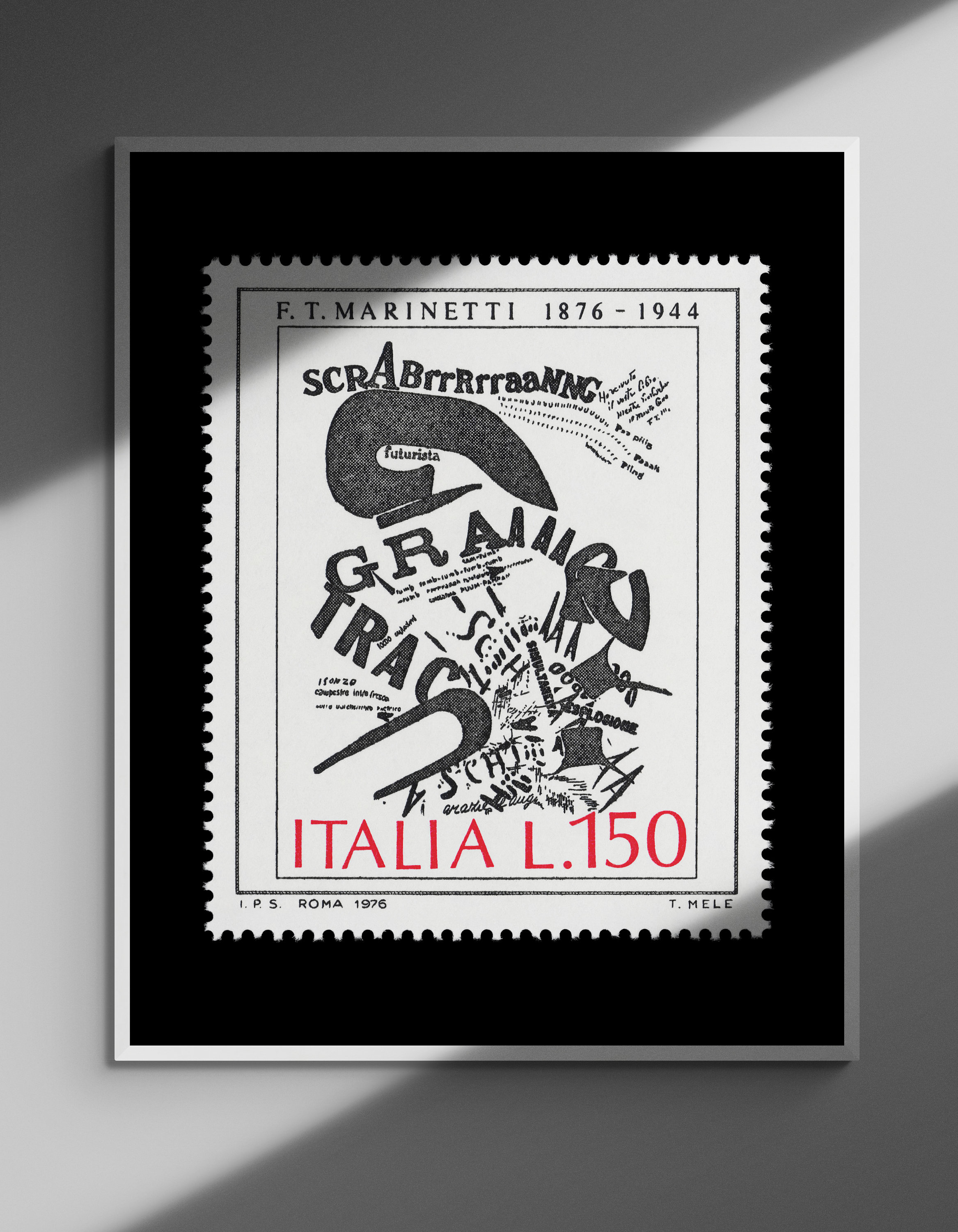 イタリア未来派アートプリント、アヴァンギャルドポスター、フィリッポ・トンマーゾ・マリネッティ、白黒ホームデコレーション、切手アート、印刷可能なウォールアート  - Etsy 日本