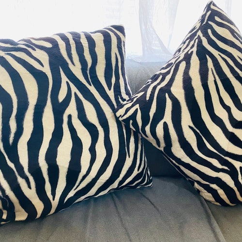17 X 17 Zebra Pillow Set Red Zebra Print Pillow Set Large Etsy