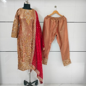 Embroidered Crepe Silk Salwar Kameez: 3-Piece Indian Suit image 1