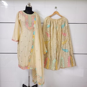 Women's Multicolor Designer Sequence Embroidered Salwar Kameez with Dupatta, Punjabi Suit, Wedding Sharara, Pakistani Suit, Indian Sharara