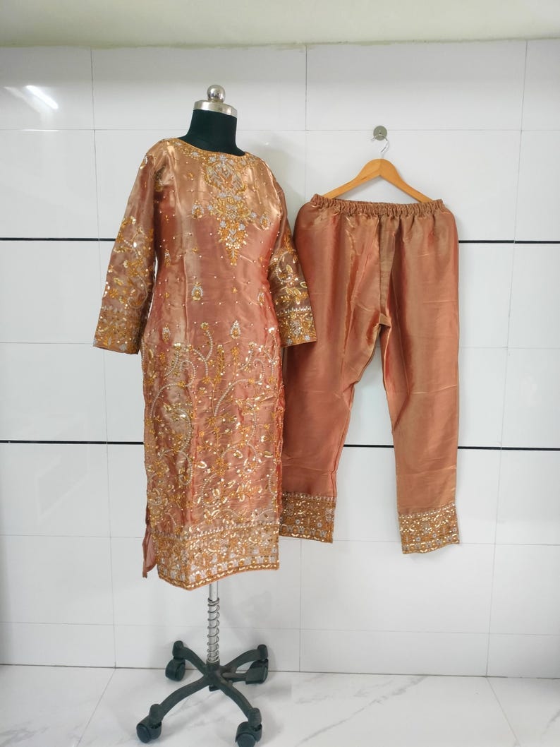 Embroidered Crepe Silk Salwar Kameez: 3-Piece Indian Suit image 9