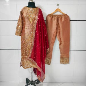 Embroidered Crepe Silk Salwar Kameez: 3-Piece Indian Suit image 2