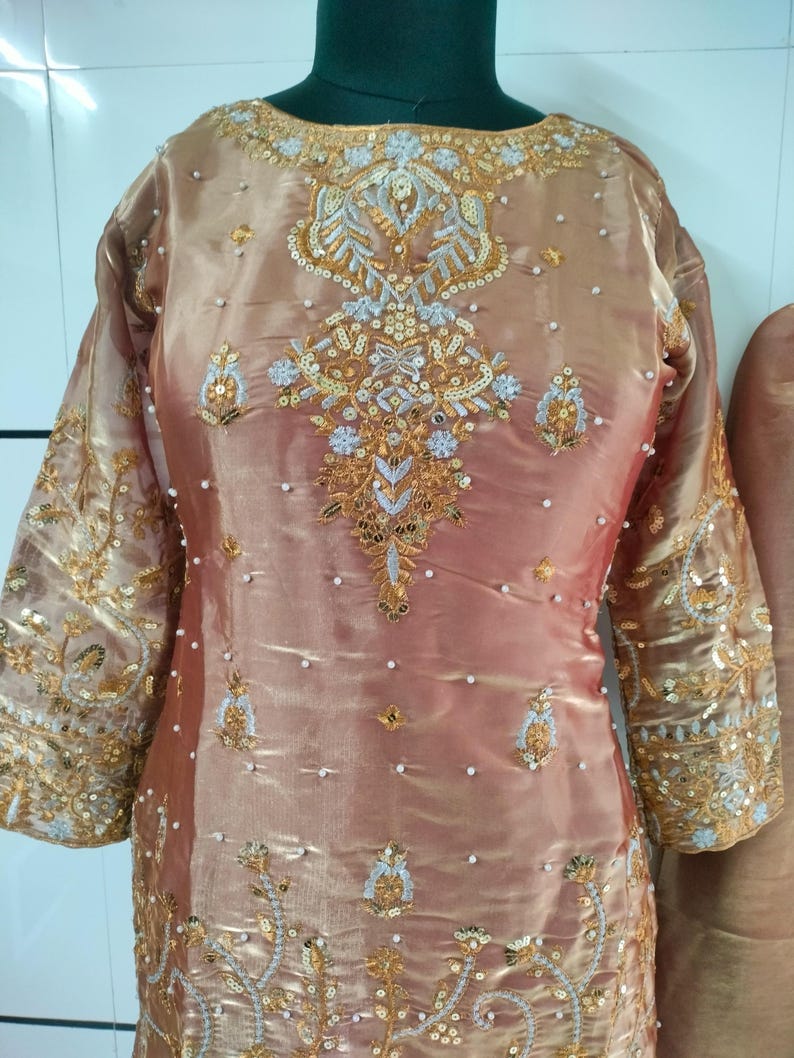 Embroidered Crepe Silk Salwar Kameez: 3-Piece Indian Suit image 7