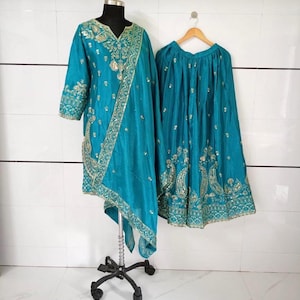 Indian Wedding designer 3 Piece Heavy Embroidered with Sequence Salwar Kameez with Dupatta, Indian Dress, Wedding Sharara, Pakistani suits