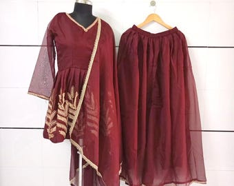 Embroidered Georgette Salwar Kameez with Dupatta: 3-Piece Ethnic Suit