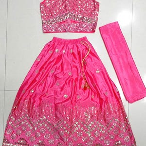 Girls Lehenga Choli, Sequins Embroidered Indian Dress, Party Wedding Wear
