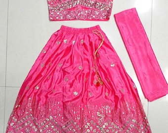 Girls Lehenga Choli, Sequins Embroidered Indian Dress, Party Wedding Wear