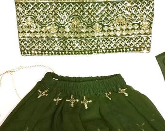 Girls Lehenga Choli, Embroidered Georgette Indian Dress