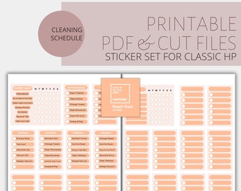 Pegatinas para el horario de limpieza de melocotón / Planificador HP clásico (PDF imprimible)