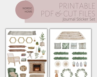 Pegatinas de diario y planificador / DIY PRINTABLE / Kit de pegatinas coordinadas de Nordic Home / Bullet Journal