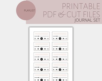 Pegatinas de diario y planificador / DIY PRINTABLE / Lista de reproducción / Kit de pegatinas coordinadas actualmente en reproducción / Bullet Journal
