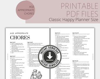 Guía de tareas minimalista imprimible / Happy Planner tamaño clásico / Descargar PDF