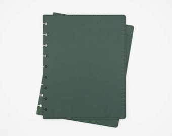 7.5" x 9.5" Classic Happy Planner Cover - Personalized Vegan Leather in Mineral Green