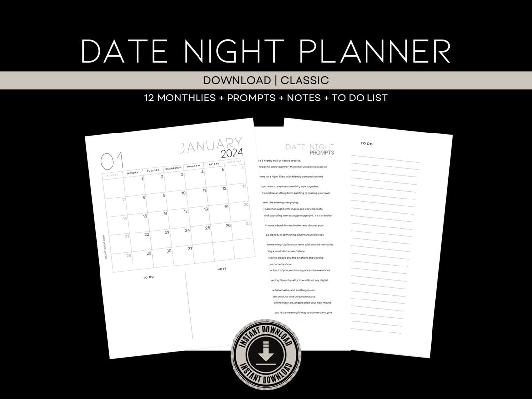 2024 Date Night Calendar HP Classic Printable PDF Download Etsy