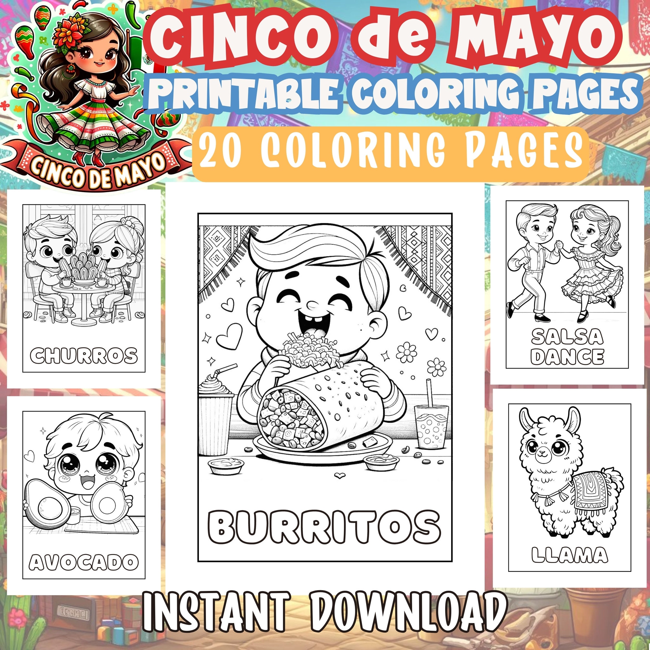 Cinco De Mayo Coloring Pages Printable - Il Fullxfull.5943092182 6upw 