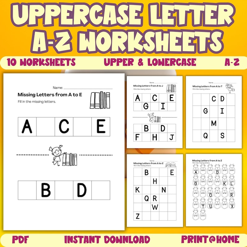 10 Printable Missing Letters Worksheets, Uppercase & Lowercase Letters