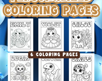 Personalized Kids Coloring Page, Custom Name Coloring Page for Kids, Personalized Kids Birthday Gift, Christmas Gift, Toddler Activity Book