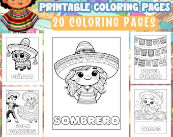 Cinco de Mayo coloring pages, Printable Mexican Coloring Pages, Kids Coloring Activities Download, Digital Download, Fiesta Colouring Sheets