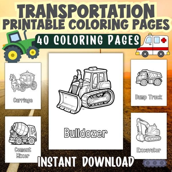 40 Transportation Coloring Pages, Dump Truck, Sports Car, Cement Truck, Crane, Pirate Ship, Vehicles, Cars, Ships, Boys Coloring Pages