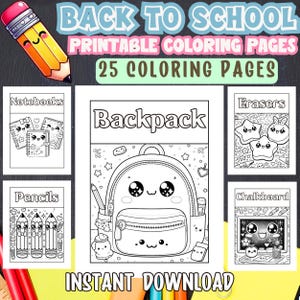 Back to School Coloring Pages, Printable Coloring for Kids, Back to School activities, Colouring sheets for kids, Digital Download, PDF
