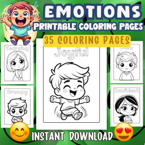 Emotionen Malseiten, Gefühle, Gesichtsbehandlungen druckbare Malseiten, Kinder Färbung Aktivitäten Download, digitaler Download, Malvorlagen