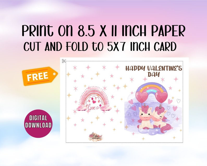 Kids Printable Happy Valentines Day Card Classroom Valentine Unicorn Card Digital Download Kids Printable Happy Valentines Day Card Classroom Valentine Unicorn Card Digital Download