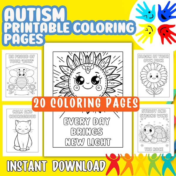 Autism-friendly coloring pages, Printable Autism Coloring Pages, Kids Coloring Activities Download, Digital Download, Colouring Sheets