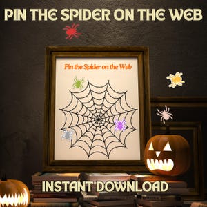Pin die Spinne im Web, lustiges Halloween-Party-Spiel, sofort Download, druckbare Halloween-Party-Spiel für Kinder & Familien, niedlich druckbar