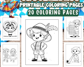 Oktoberfest Coloring Pages for Kids, Fun and Festive Printable Coloring Book, Printable German Culture Kids Activities, Digital Download
