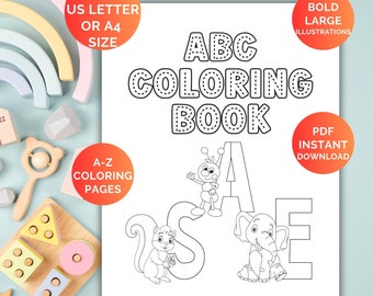 27 Printable ABC Coloring Book Worksheets, Montessori, Preschool, Toddler Coloring Pages, Pre-k, Kindergarten, Daycare Preschool curriculum
