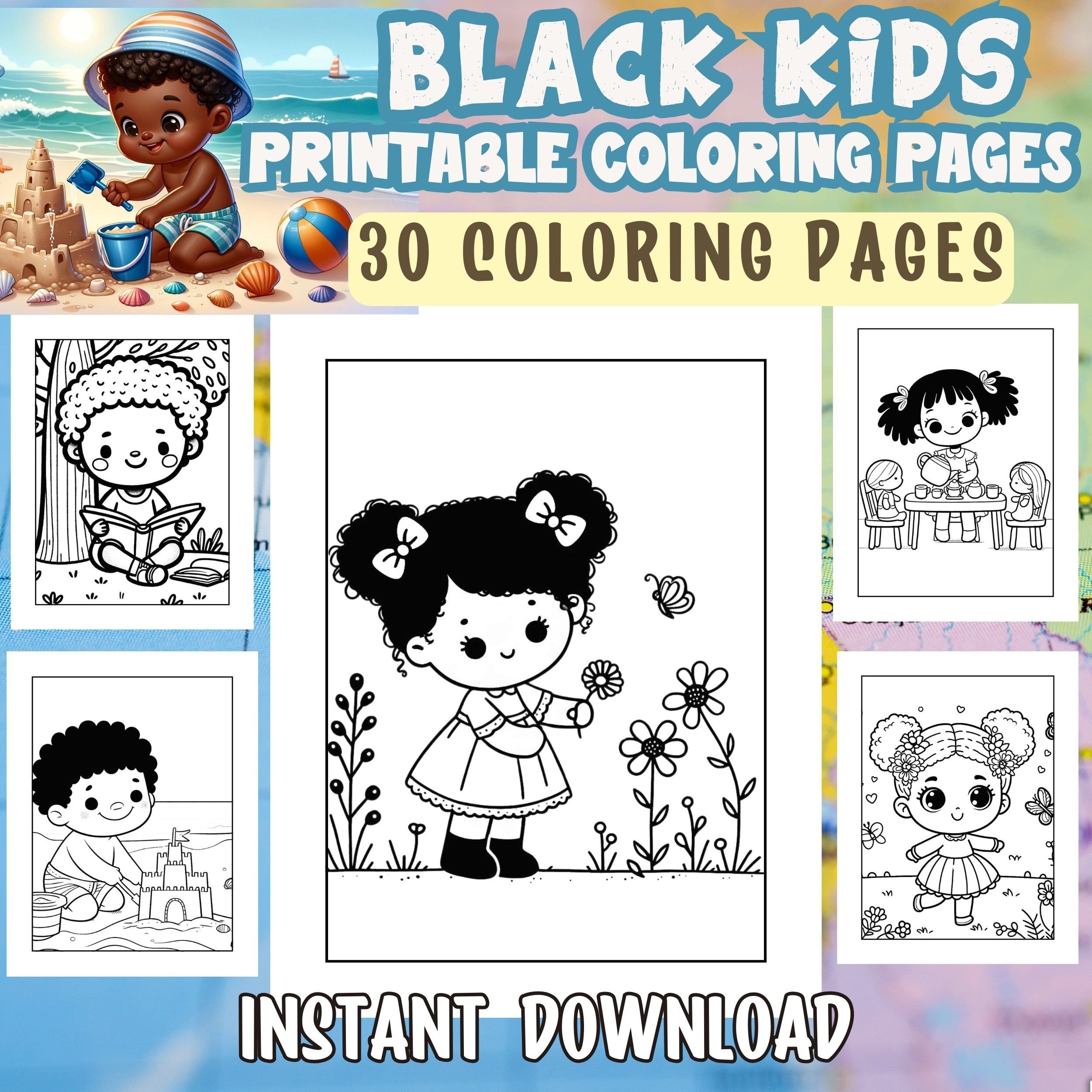 Black Kids Coloring Pages, Colouring Sheets for Kids, African American ...