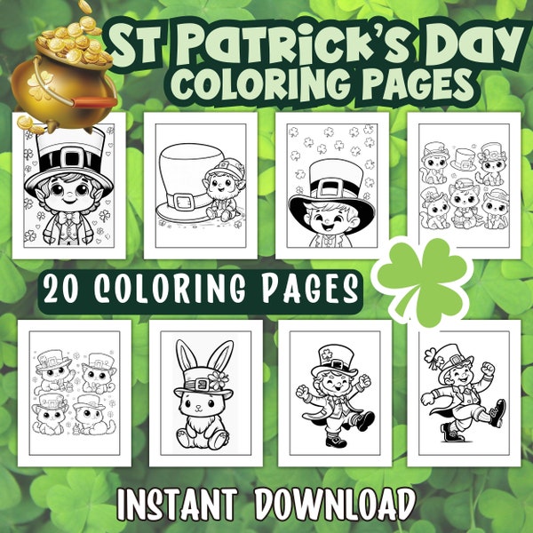 Printable St. Patrick's Day Coloring Pages, St. Patrick's Day Activities, Coloring Download, Digital Download, Printable, Colouring Sheets