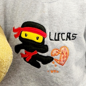 Ninja Sweatshirt For Boy, Personalized Crew Neck For Boy, Boy Sweat Shirt with Ninja, Heart Breaker