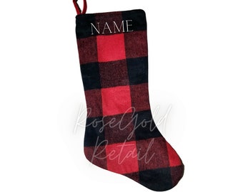 Red and Black Plaid Personalized Christmas Stocking