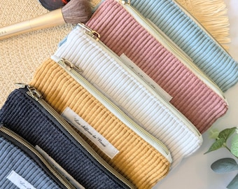 Corduroy flat pencil case, 9-color corduroy pouch