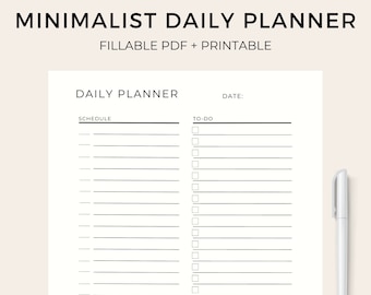 Minimalist Daily Planner Printable | Daily To Do List | Work/Home Productivity Planner | Planner Inserts