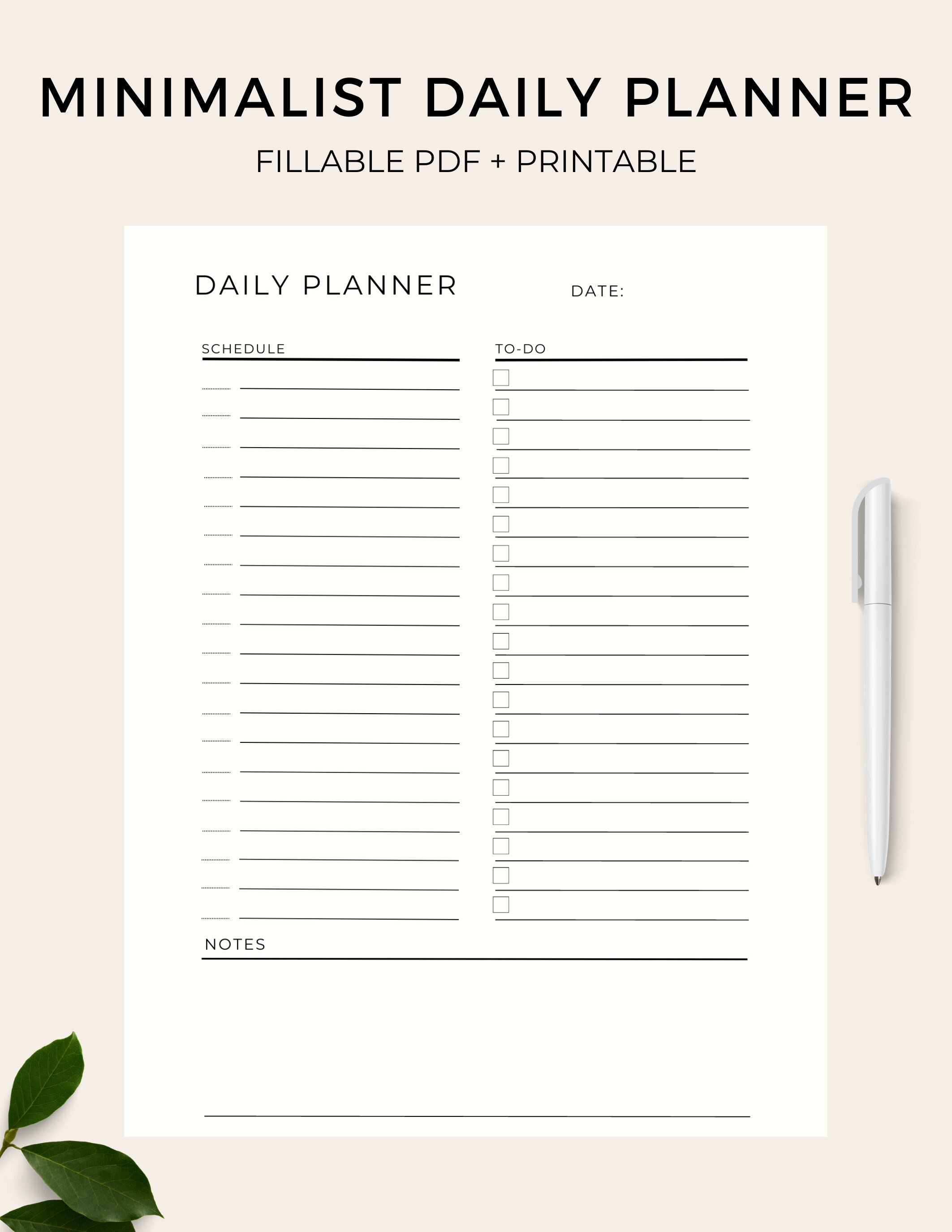Minimalist Daily Planner Printable | Daily to Do List | Work/home ...