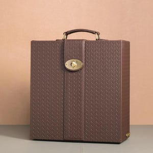 Barra portátil de cuero puro / Barra de cuero hecha a mano / Maletín de viaje de lujo / Barra de cuero liso / Regalo para él