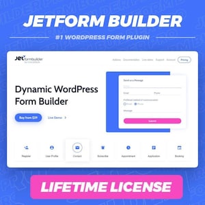 オリジナルライセンスキーとWordpressダッシュボードからの自動更新を備えたJetForm Builder Proプラグイン（1つのサイト用） | 即時ダウンロード