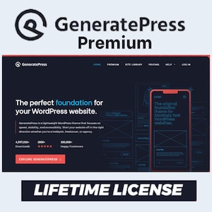 独占ライセンスキーと単一サイト向けの継続的な WordPress サポートを備えた GeneratePress プレミアム テーマ | 即時ダウンロード