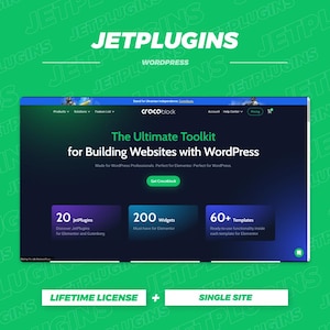 Jet Crocoblock All 18 Plugins for Elementor with License Key & WordPress Updates for Single Site | Instant Download + Installation Guide