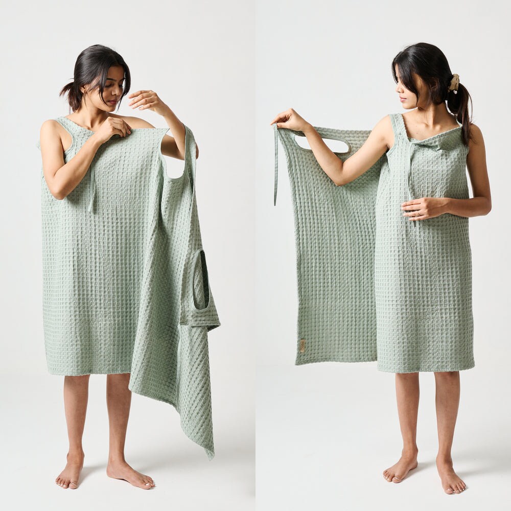 Cotton Waffle Bath Wrap, Spa Towel, Shower Wrap, Women's Spa Robe ...