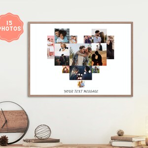 Valentines Day Heart Photo Collage, Personalized Love Heart Photo Collage Template, Heart Collage, Wedding Gift, Couples Collage